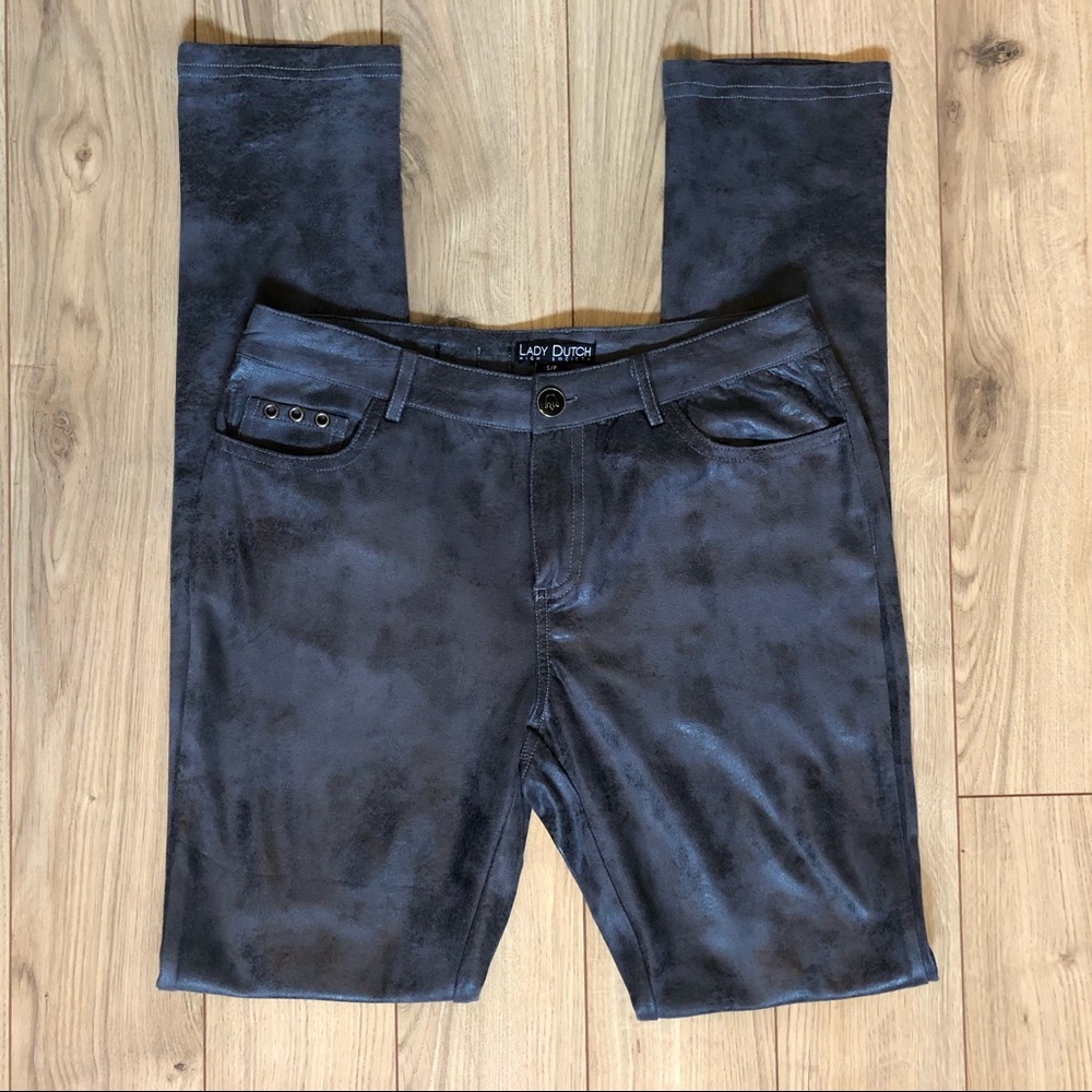 Women’s Lady Dutch Black charcoal metallic pants size S